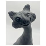 Fenton Glass Black Matte Alley Cat Figurine