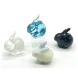 Collection of Four Fenton Glass Rabbit Figurines