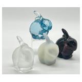 Collection of Four Fenton Glass Rabbit Figurines