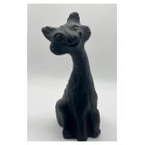 Fenton Glass Black Matte Alley Cat Figurine