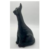Fenton Glass Black Matte Alley Cat Figurine