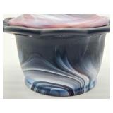 Vintage Imperial Glass Purple Slag Glass Covered Candy Dish