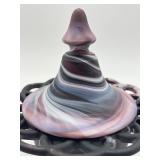 Vintage Imperial Glass Purple Slag Glass Covered Candy Dish