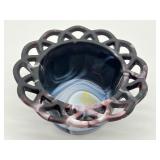 Vintage Imperial Glass Purple Slag Glass Covered Candy Dish