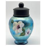 Vintage Fenton Hand Painted Floral Favrene Temple Jar