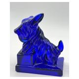 Pair of Cambridge Glass Cobalt Blue Scotty Dog Book Ends