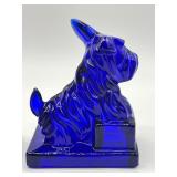 Pair of Cambridge Glass Cobalt Blue Scotty Dog Book Ends