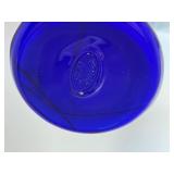 Fenton Art Glass Cobalt Blue Hanging Hearts Double Handled Vase