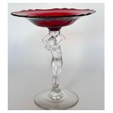 Cambridge Glass Ruby Red Nude Compote