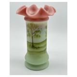 Vintage 2002 Fenton FAGCA Burmese Hand Painted Vase