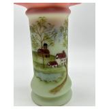 Vintage 2002 Fenton FAGCA Burmese Hand Painted Vase