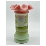 Vintage 2002 Fenton FAGCA Burmese Hand Painted Vase