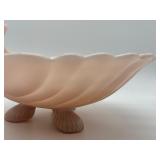 Vintage Cambridge Glass Crown Tuscan Pink 10" Sea Shell Footed Bowl