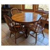 Round Oak Dining Table Set