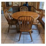 Round Oak Dining Table Set