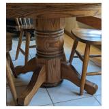 Round Oak Dining Table Set