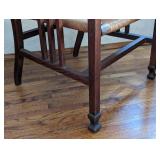 Antique Wood Armchair with Rush Seat