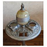 Art Deco Chrome and Slag Glass Smoking Stand