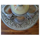 Art Deco Chrome and Slag Glass Smoking Stand