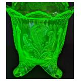 Vintage Footed Uranium Glass Lidded Dish