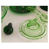Assorted Vintage Green Glass Servingware