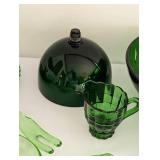 Assorted Vintage Green Glass Servingware