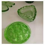 Assorted Vintage Green Glass Servingware