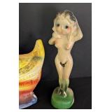 Vintage Chalkware Ship and Lovely Ladies