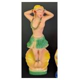 Vintage Chalkware Ship and Lovely Ladies