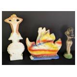 Vintage Chalkware Ship and Lovely Ladies