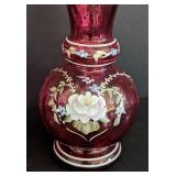 Fenton Painted Vase and Small Ruffled Basket