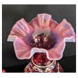Fenton Painted Vase and Small Ruffled Basket