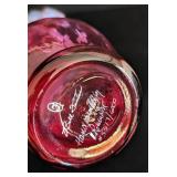 Fenton Painted Vase and Small Ruffled Basket