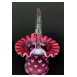 Fenton Painted Vase and Small Ruffled Basket