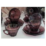 Vintage Amethyst Glass Dish Set