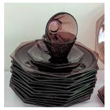 Vintage Amethyst Glass Dish Set