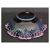 Fenton Opalescent Hobnail Crimped Bowl