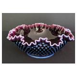 Fenton Opalescent Hobnail Crimped Bowl