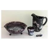 Vintage Purple Slag Glass Servingware