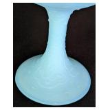 Pair of Fenton Blue Satin Glass Compotes