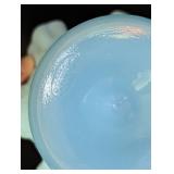 Pair of Fenton Blue Satin Glass Compotes