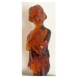 Cambridge Amber Glass Draped Lady Figurine