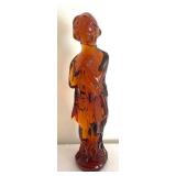 Cambridge Amber Glass Draped Lady Figurine