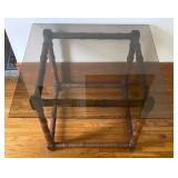 Bamboo Style Glass Top Table