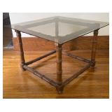 Bamboo Style Glass Top Table