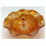 Fenton Marigold Lion Pattern Carnival Glass Footed Bowl