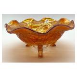 Fenton Marigold Lion Pattern Carnival Glass Footed Bowl
