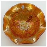 Fenton Marigold Lion Pattern Carnival Glass Footed Bowl