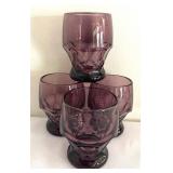 Vintage Amethyst Glass Cocktail Shaker and 4 Lowball Glasses