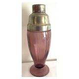 Vintage Amethyst Glass Cocktail Shaker and 4 Lowball Glasses